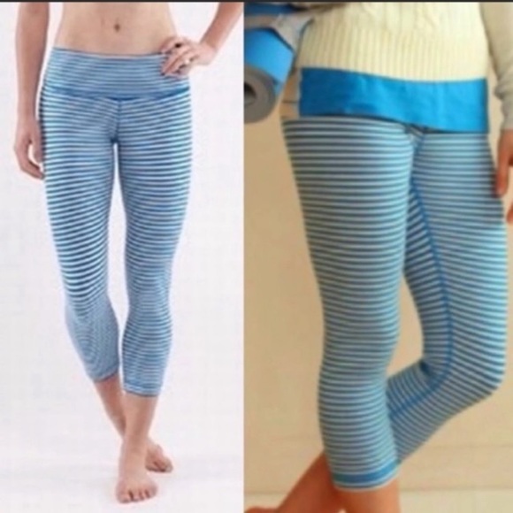 🙌SOLD🙌Lululemon Quiet Stripe Wunder Under Crops - Picture 2 of 7